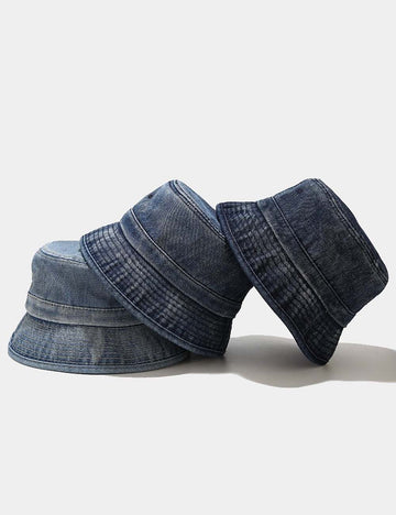 Washed Solid Color Foldable Denim Bucket Hat DP25F666