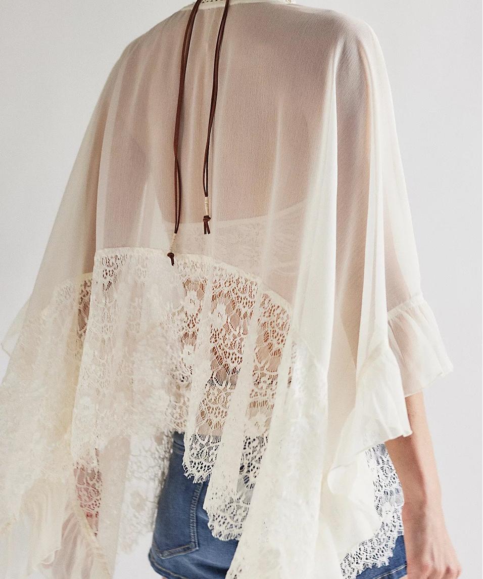 Loose Lace See Through Cover Up Top DP25B726
