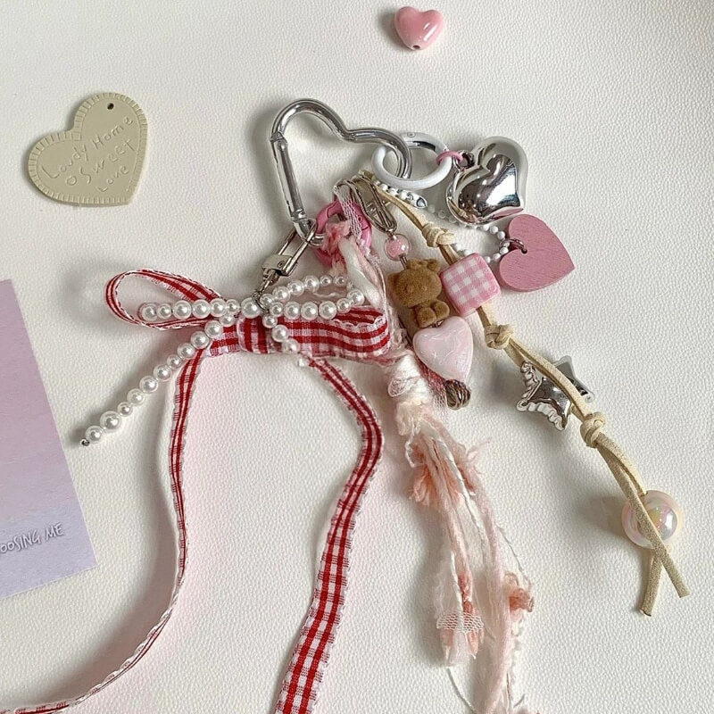 Cute Plush Cat Bow Tassel Bag Charm DP25C781