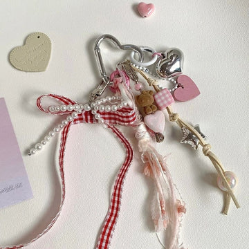 Cute Plush Cat Bow Tassel Bag Charm DP25C781
