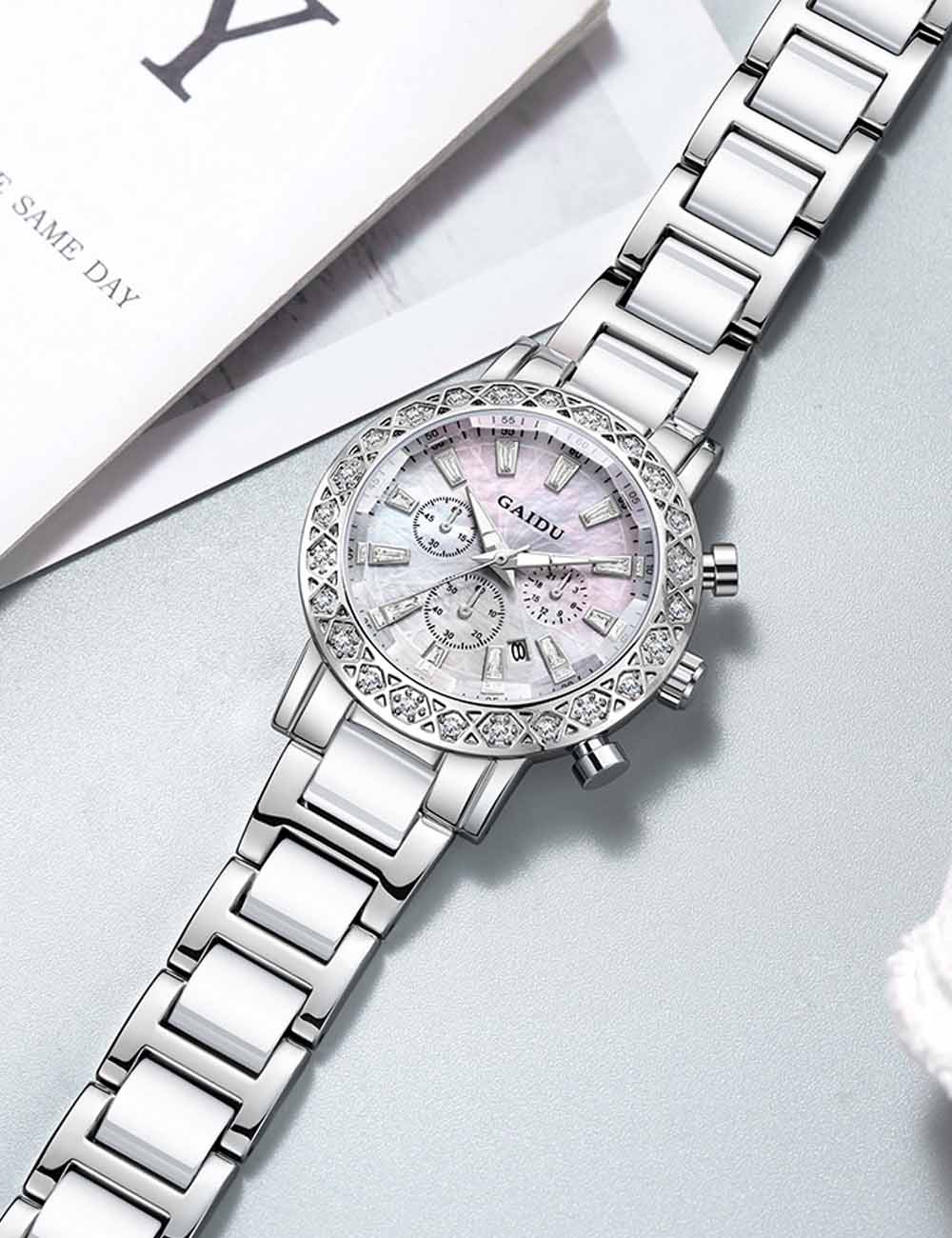 Luxury Diamond Chronograph Analog Quartz Watch MK2SSAS6W6JWA17