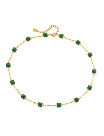 Bohemian Emerald Small Square Choker Necklace DP25E787