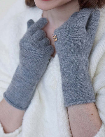 Solid Color Long Wool Knit Gloves DP25F669