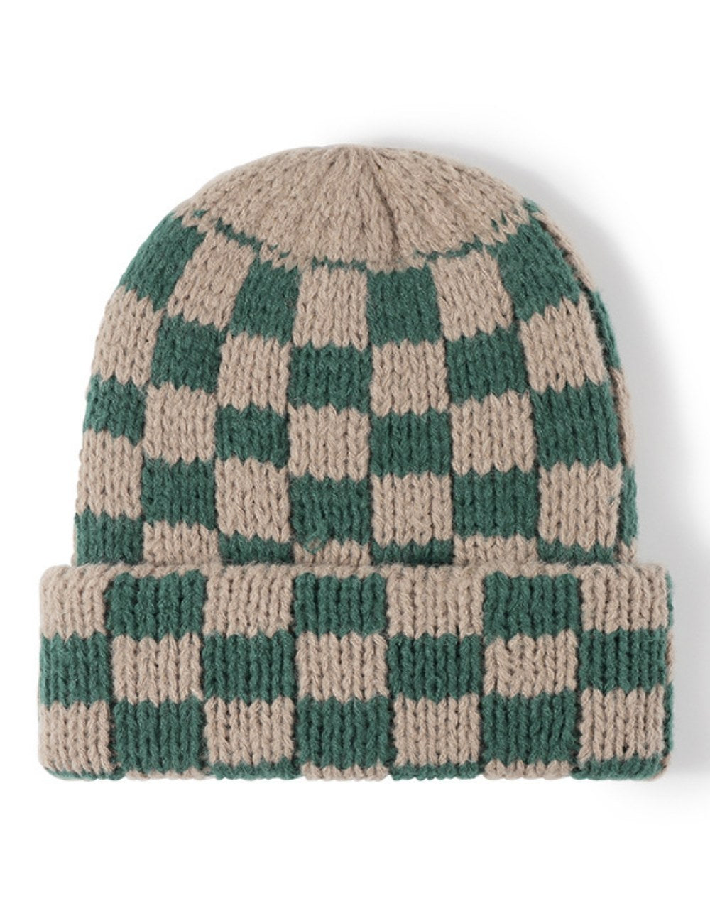 Plaid Contrast Color Warm Knit Beanie DPKB3019