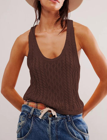 Casual Simple Twist V-Neck Knit Vest DP25C410