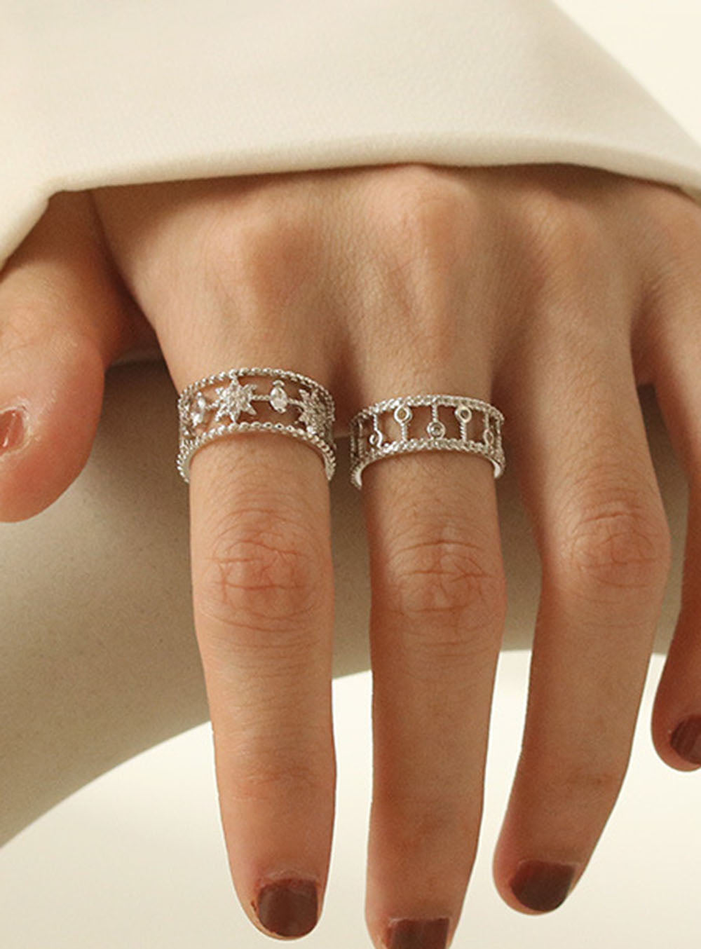 Trendy Hollow Out Zircon Star Adjustable Ring DP25B788
