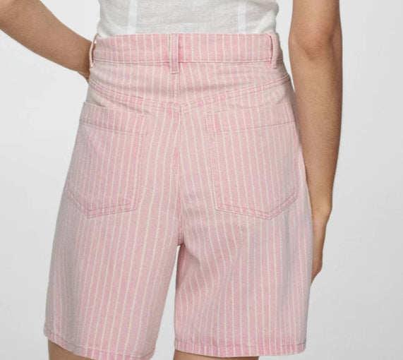 Striped High Waist Oversized Casual Shorts DP25B703