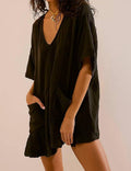 V-Neck Short Sleeve Jumper - DippedShop Wholesale - #9059
