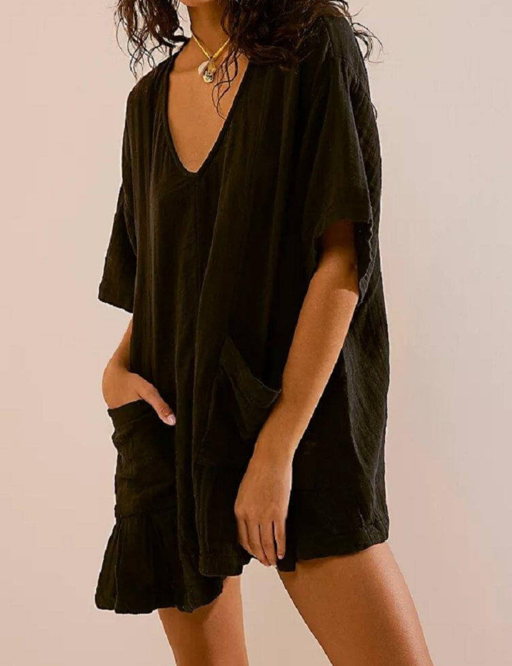 V-Neck Short Sleeve Jumper - DippedShop Wholesale - #9059