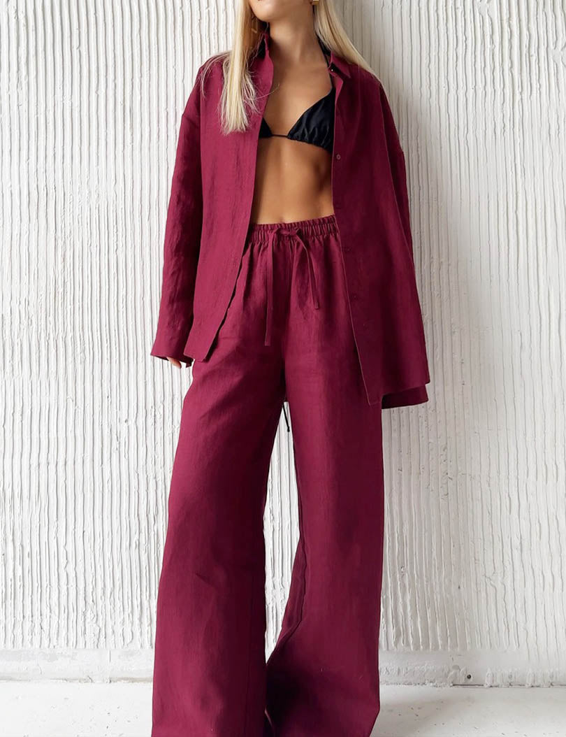 Solid Casual Shirt Pant Set - DippedShop Wholesale - #2851