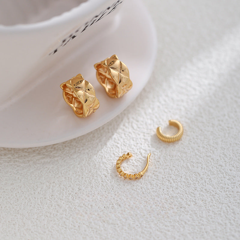 Delicate Elegant Simple Zircon Clip Earrings DPJE1847