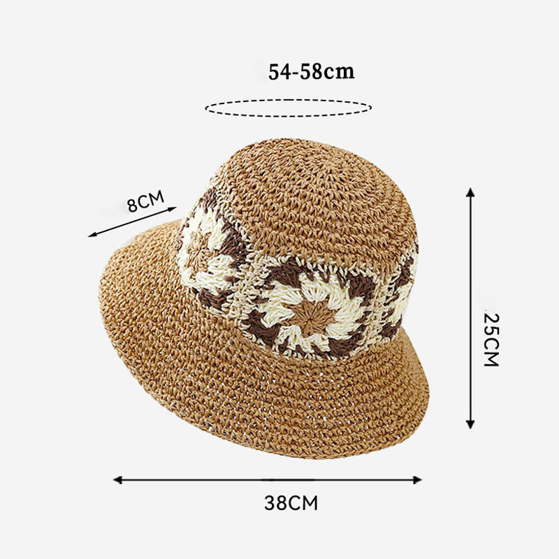 Floral Crochet Straw Hat - DippedShop Wholesale - #1667