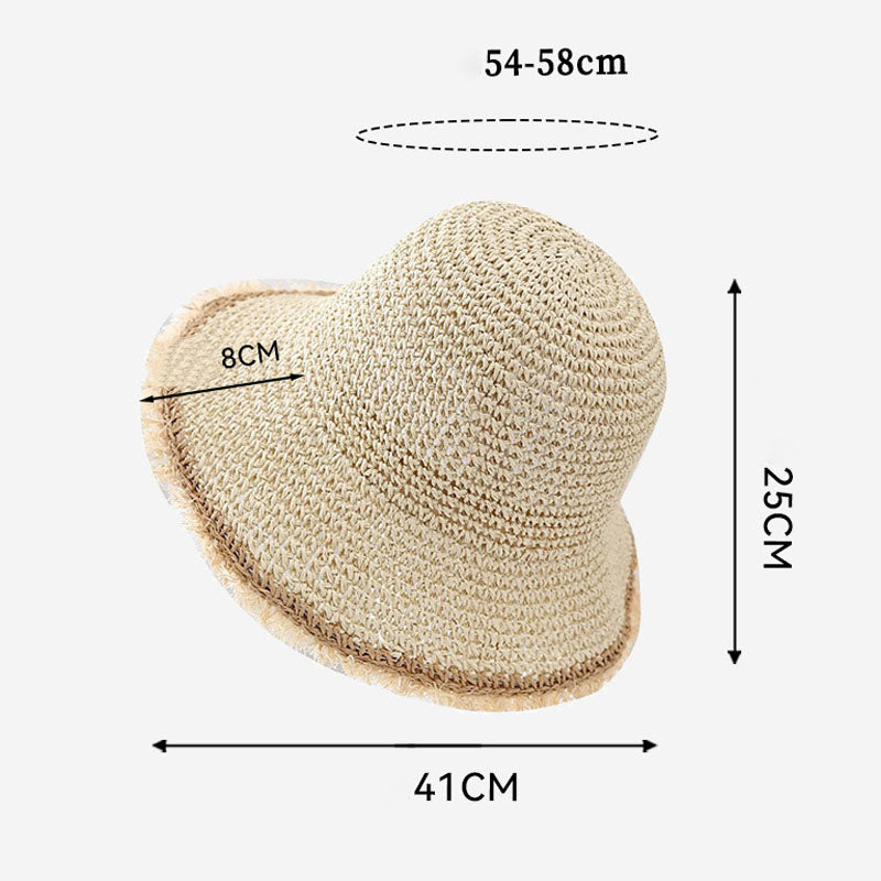 Wide Brim Straw Bucket Hat - DippedShop Wholesale - #7859