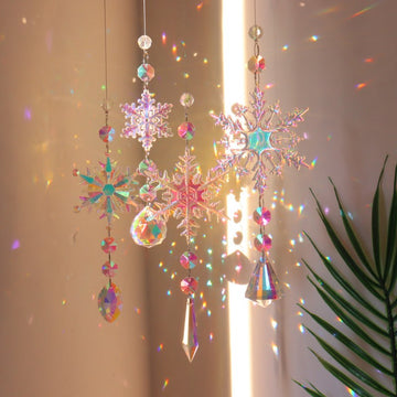 3+ Colorful Snowflake Crystal Suncatcher Hangings DPH1928