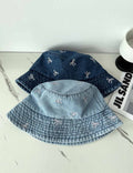 Cute Bowknot Cherry Embroidery Denim Bucket Hat MK2BW6W6HAT70