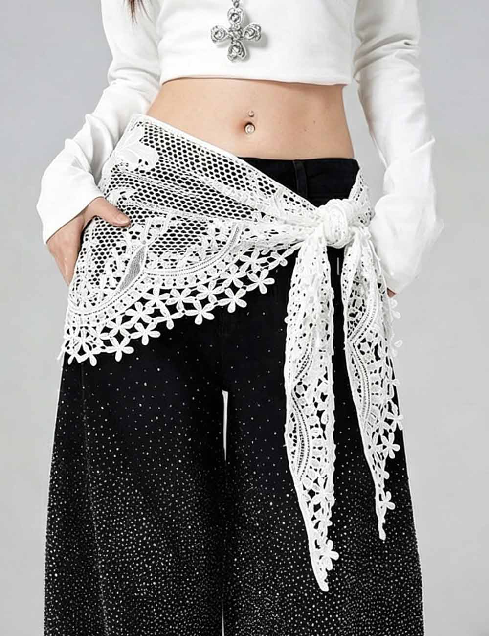 Floral Hollow Wrap Scarf - DippedShop Wholesale - #6499