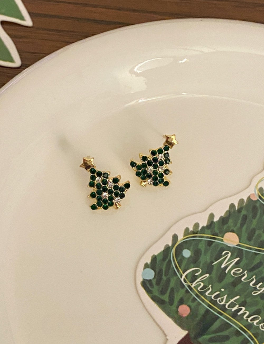 Rhinestone Christmas Tree Star Stud Earrings DPJE1920