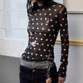 Crew Neck Polka Dot Crop Top - DippedShop Wholesale - #1219