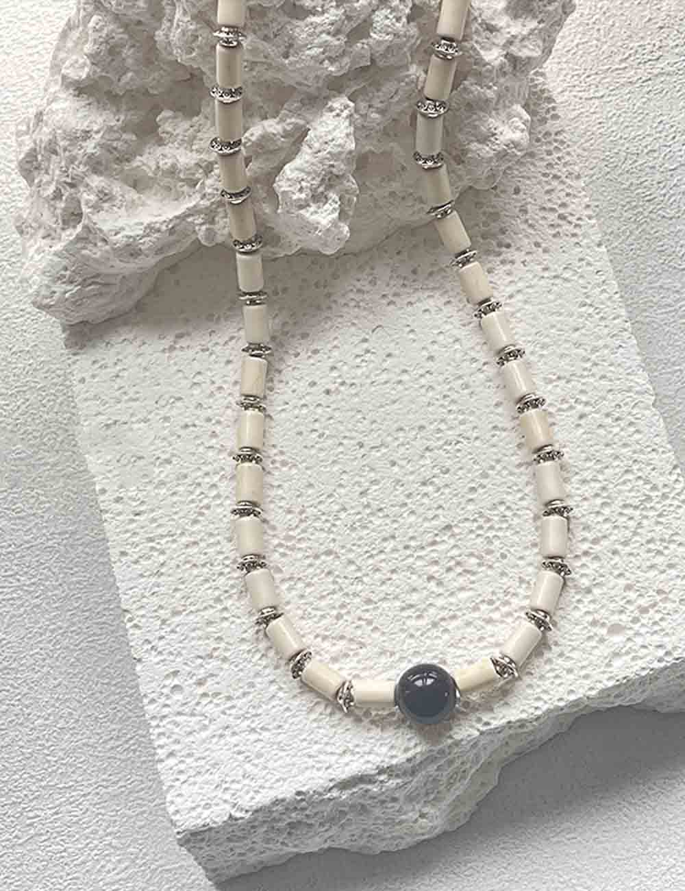 Minimalist White Turquoise Beaded Choker Necklace DP25F838