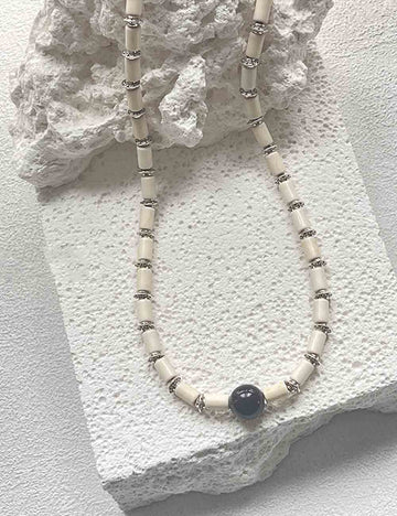 Minimalist White Turquoise Beaded Choker Necklace DP25F838
