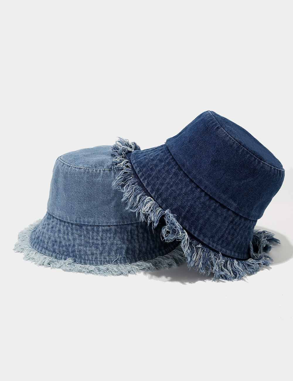 Stylish Washed Distressed Denim Bucket Hat DP25F661