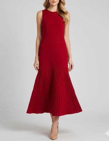 Splicing Round Neck Sleeveless Knit Maxi Dress DP25G534