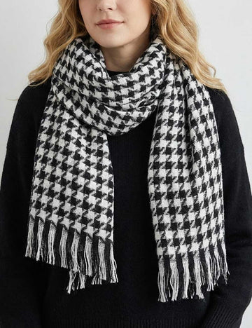 Plaid Color Contrast Warm Tassel Scarf DP25H682