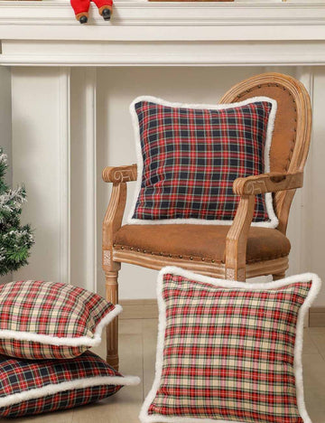 Simple Square Plaid Christmas Throw Pillow Case DP25H468