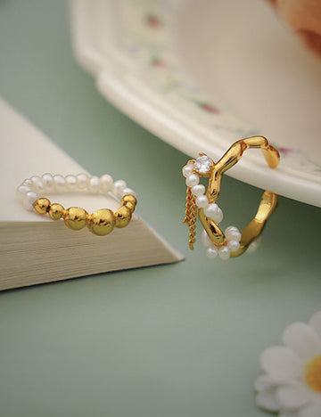 Vintage Gold Chain Tassel Open Adjustable Ring DP25B790