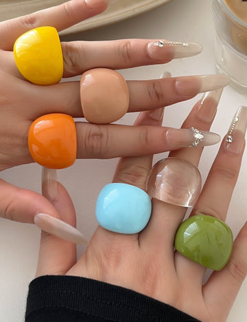Trendy Dopamine Style Solid Color Chunky Ring 8ZA6JRG119T