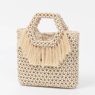Casual Fringe Handmade Wooden Bead Bag DP28B741