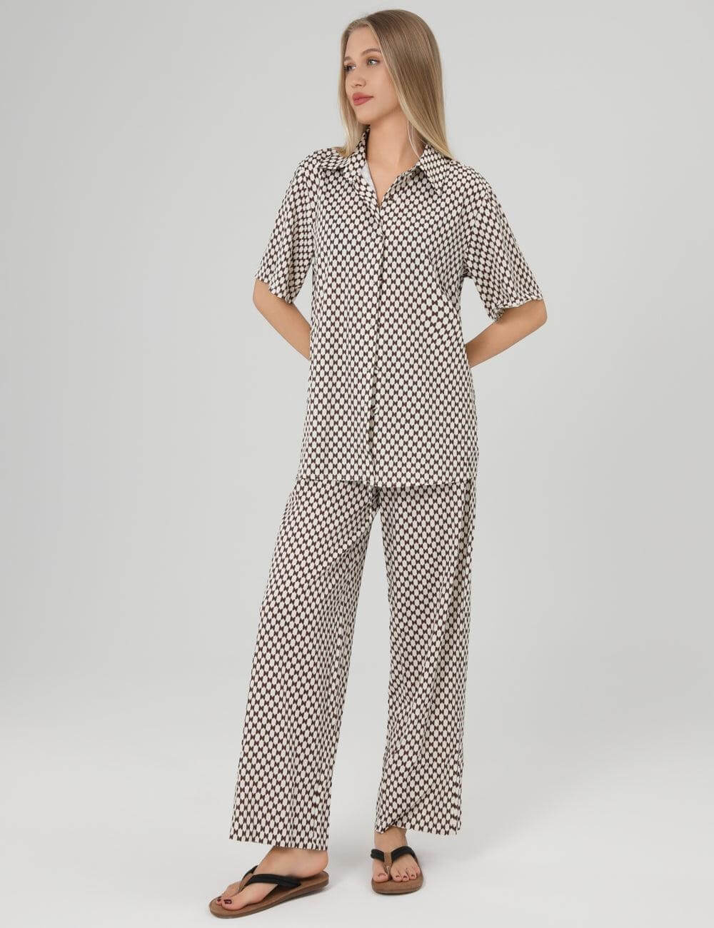 Loose Plaid Shirt Pants Set - DippedShop Wholesale - #0947