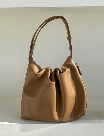 Trendy Solid Color Ruched Tote Shoulder Bag DP25F711