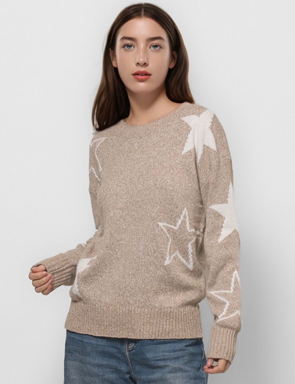 Star Print Loose Casual Pullover Sweater DPT4766