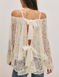 Lace Off Shoulder Bow Tie Top - DippedShop Wholesale - #3667