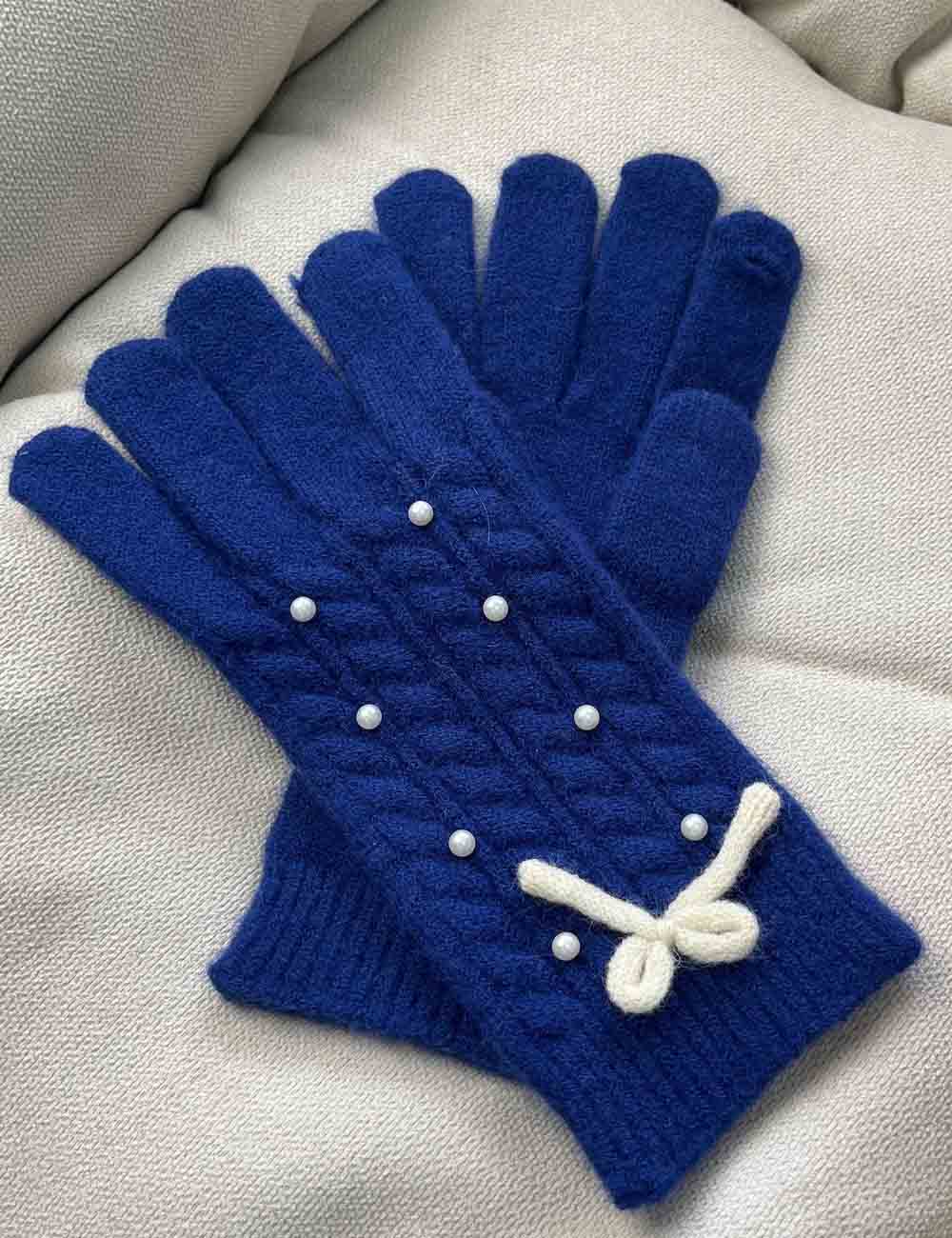 Solid Color Bow Knot Wool Winter Gloves DP25F673