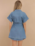 Lapel Shirt and Skirt Set - DippedShop Wholesale - #8899