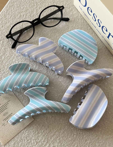 Sweet Striped Acrylic Hair Claw DP25F574
