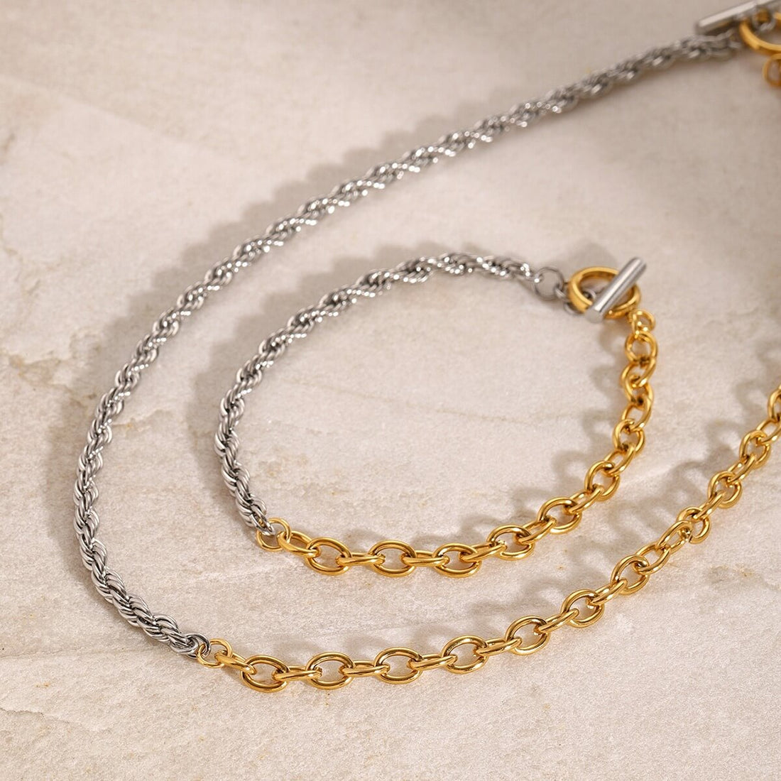 Trendy OT Buckle Color Block Chain Necklace DP25B768