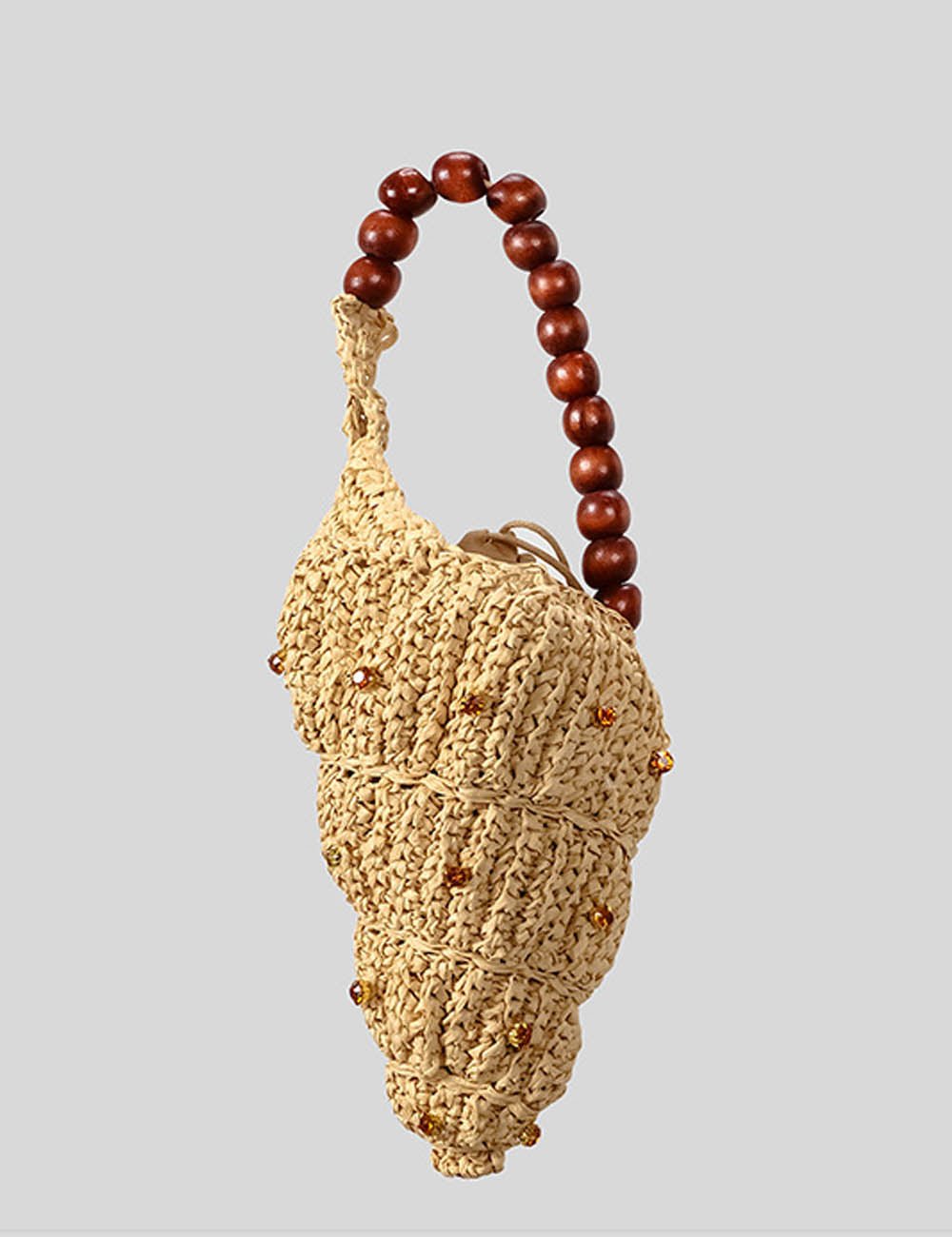 Rhinestone Seashell Raffia Handbag - DippedShop Wholesale - #7971