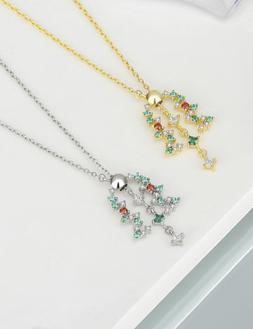 Elegant Christmas Tree Zircon Pendant Chain Necklace DPJN2029