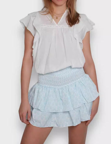 Striped Ruffle Layer Hem Casual Mini Skirts DP25B645