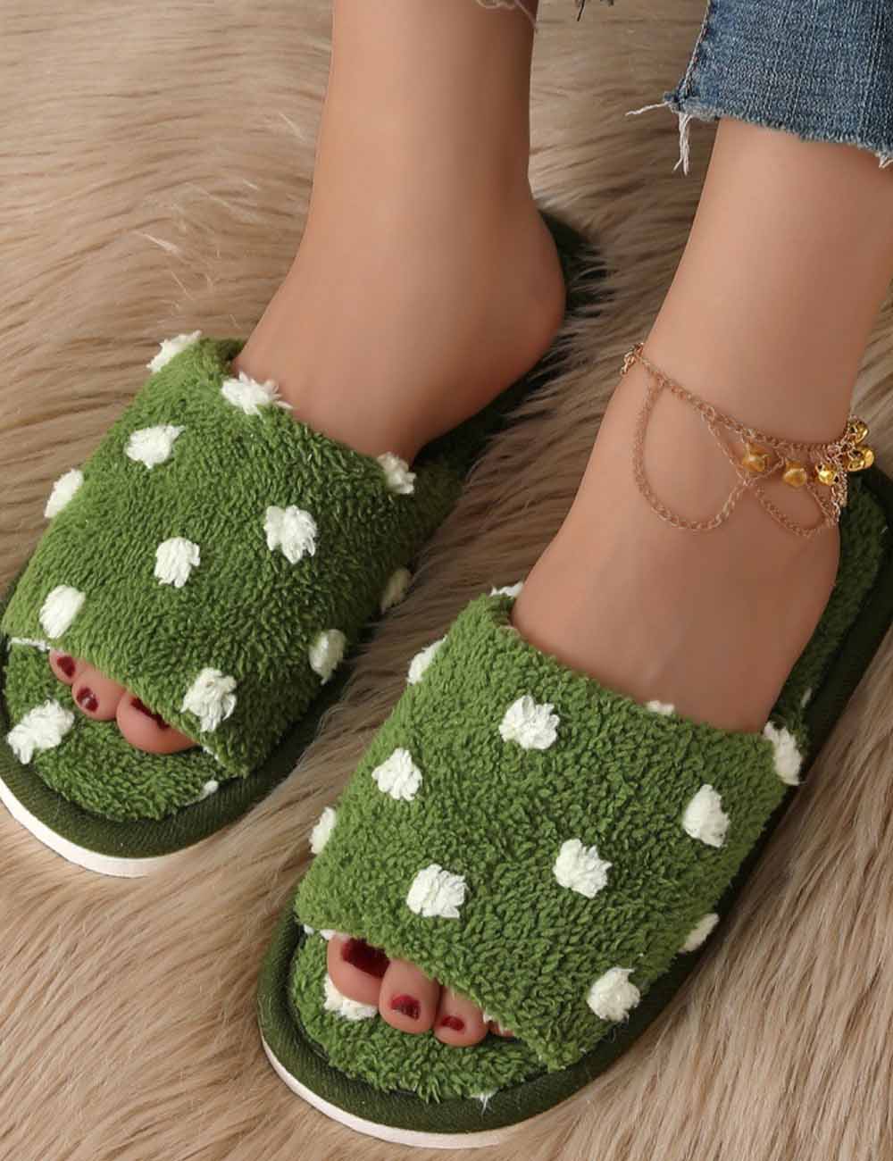 Cute Polka Dot Open Toe Soft Slippers DP25F909