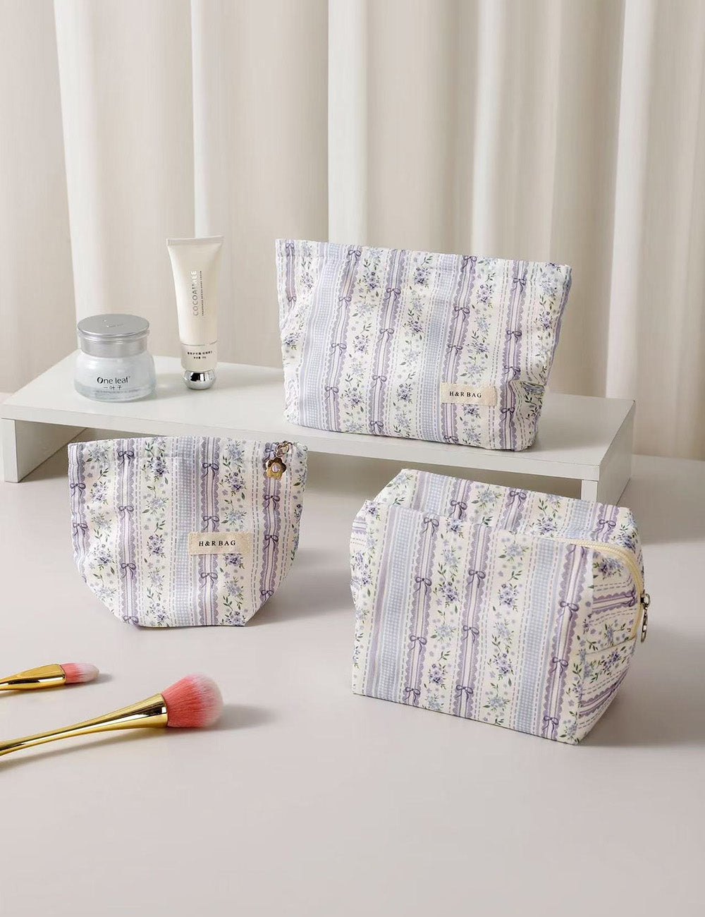 Lavender Floral Cosmetic Bag - DippedShop Wholesale - #4995