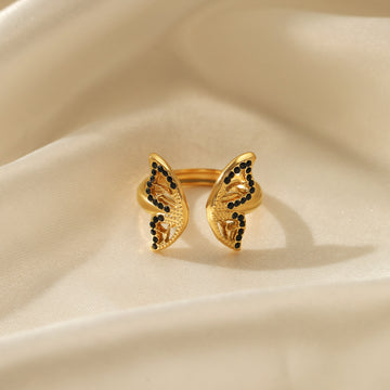 Black Rhinestone Butterfly Adjustable Rings DPJR1439