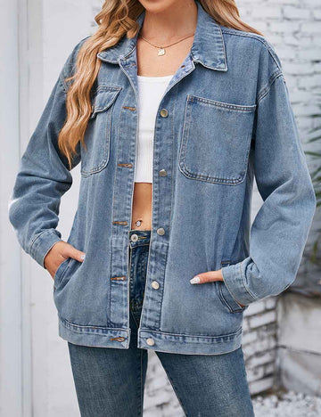 Vintage Long Sleeve Washed Denim Jacket DP25E803