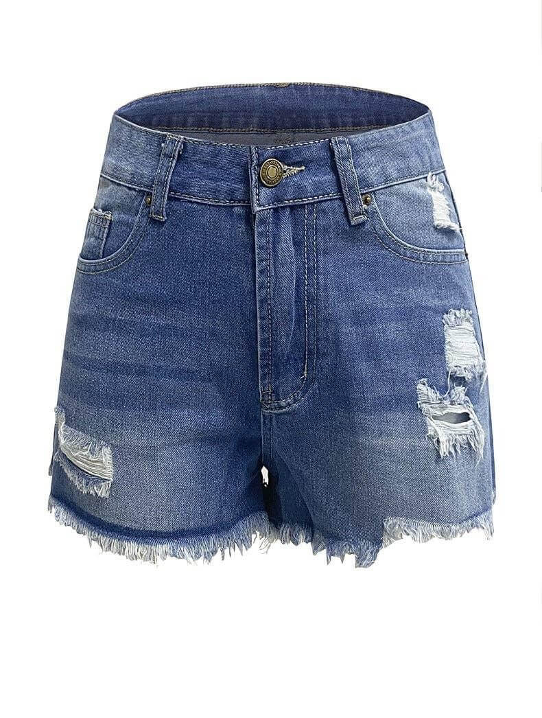 High Waist Washed Denim Shorts - DippedShop Wholesale - #9875