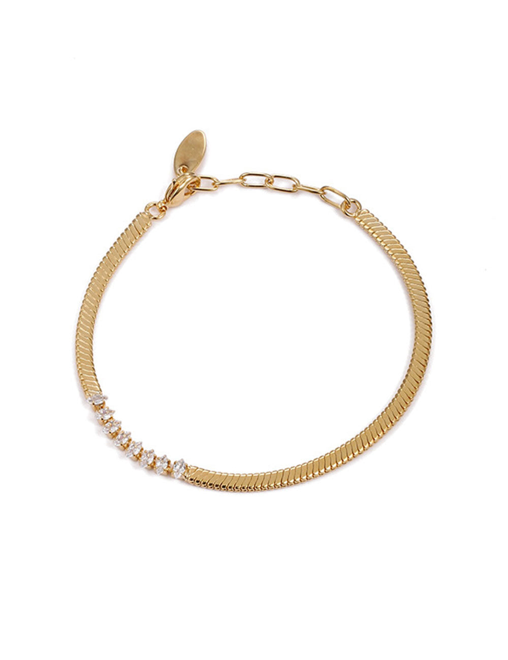 Vintage Gold Plated Zirconia Snake Chain Bracelet DP25E769