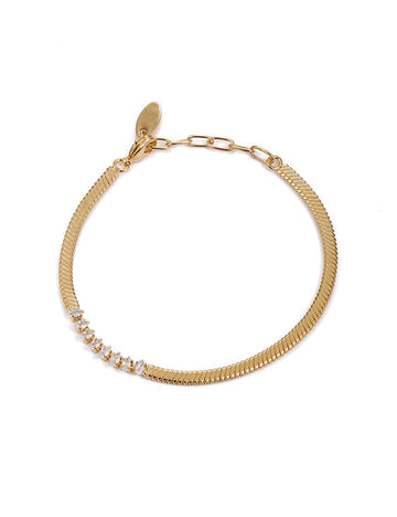 Vintage Gold Plated Zirconia Snake Chain Bracelet DP25E769