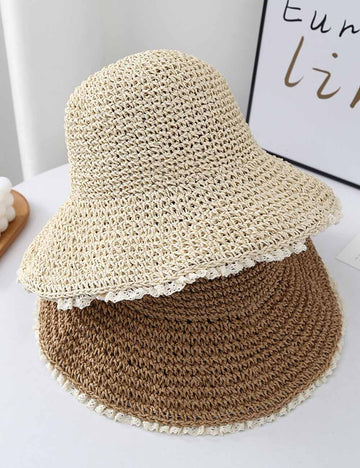 Elegant Lace Straw Bucket Hat - DippedShop Wholesale - #8211